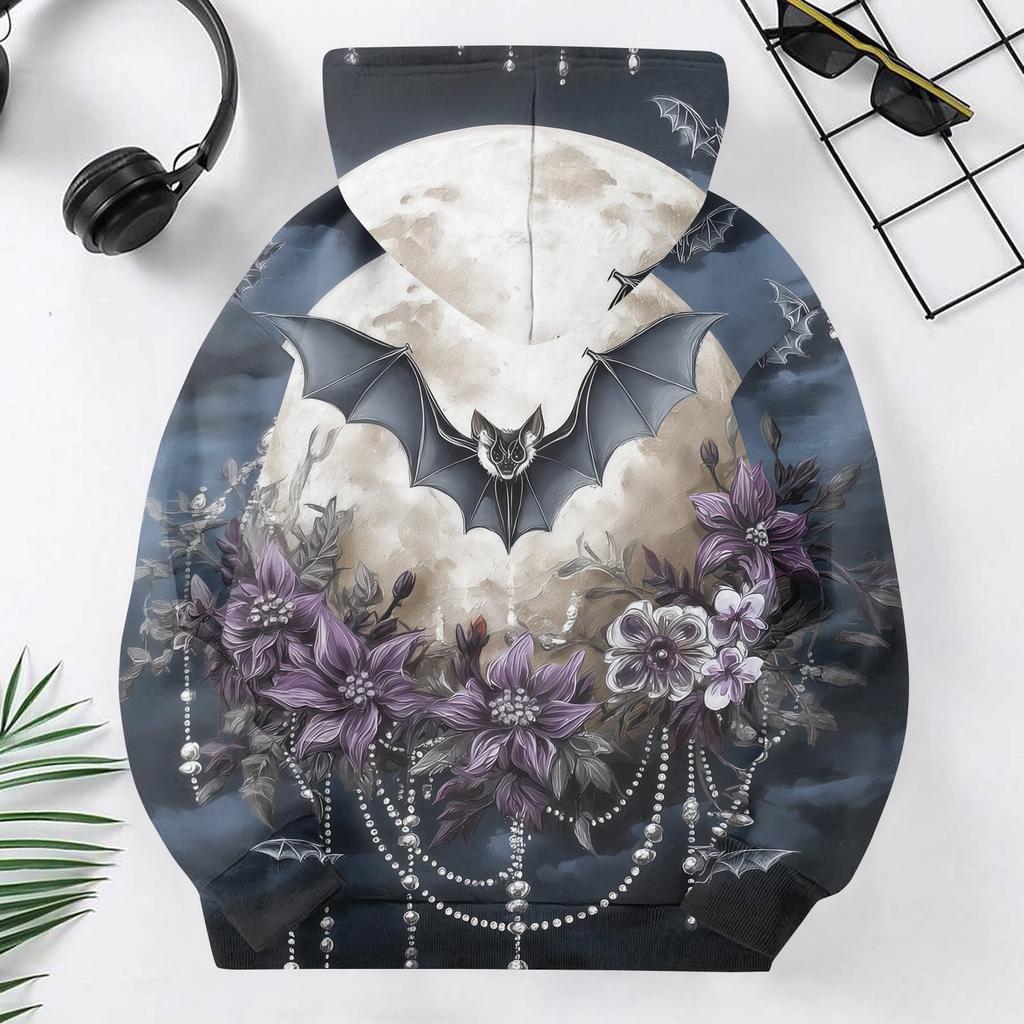 Kids Casual Halloween Print Hoodie for Holiday and Everyday Wear