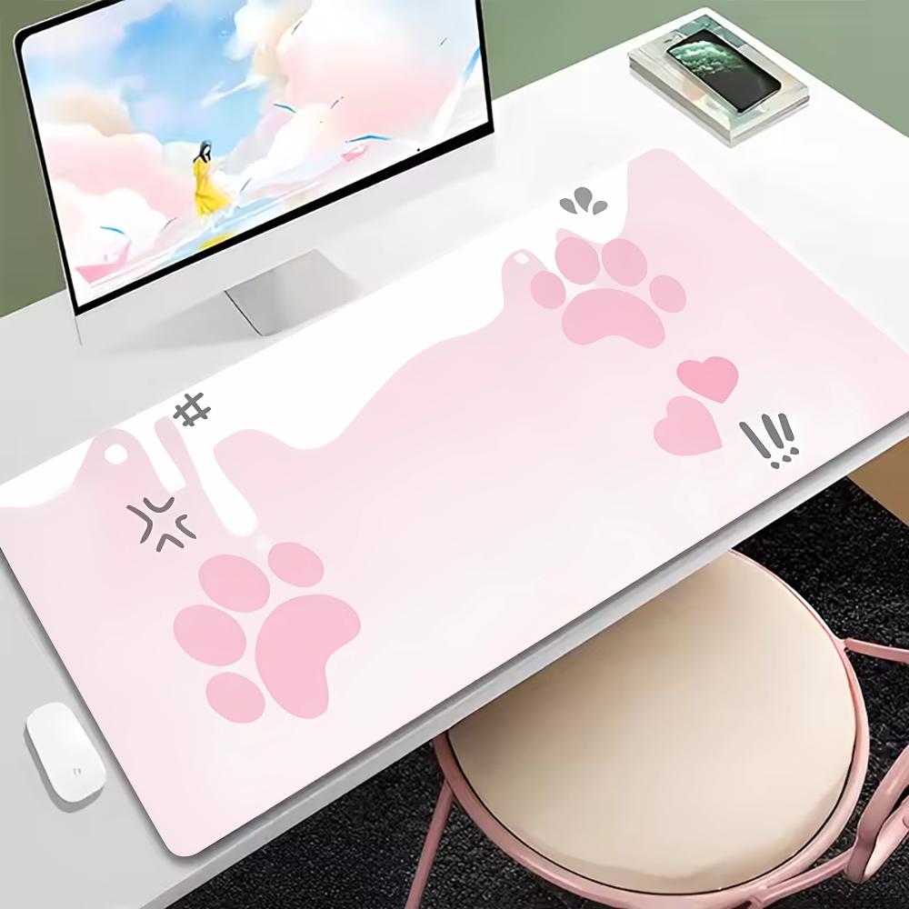 Cute Cat Mouse Pad XXL Large Gaming Desk Mat Kawaii Keyboard Pad Anti-Slip Rubber LockEdge Computer Table Mat Office Accessories