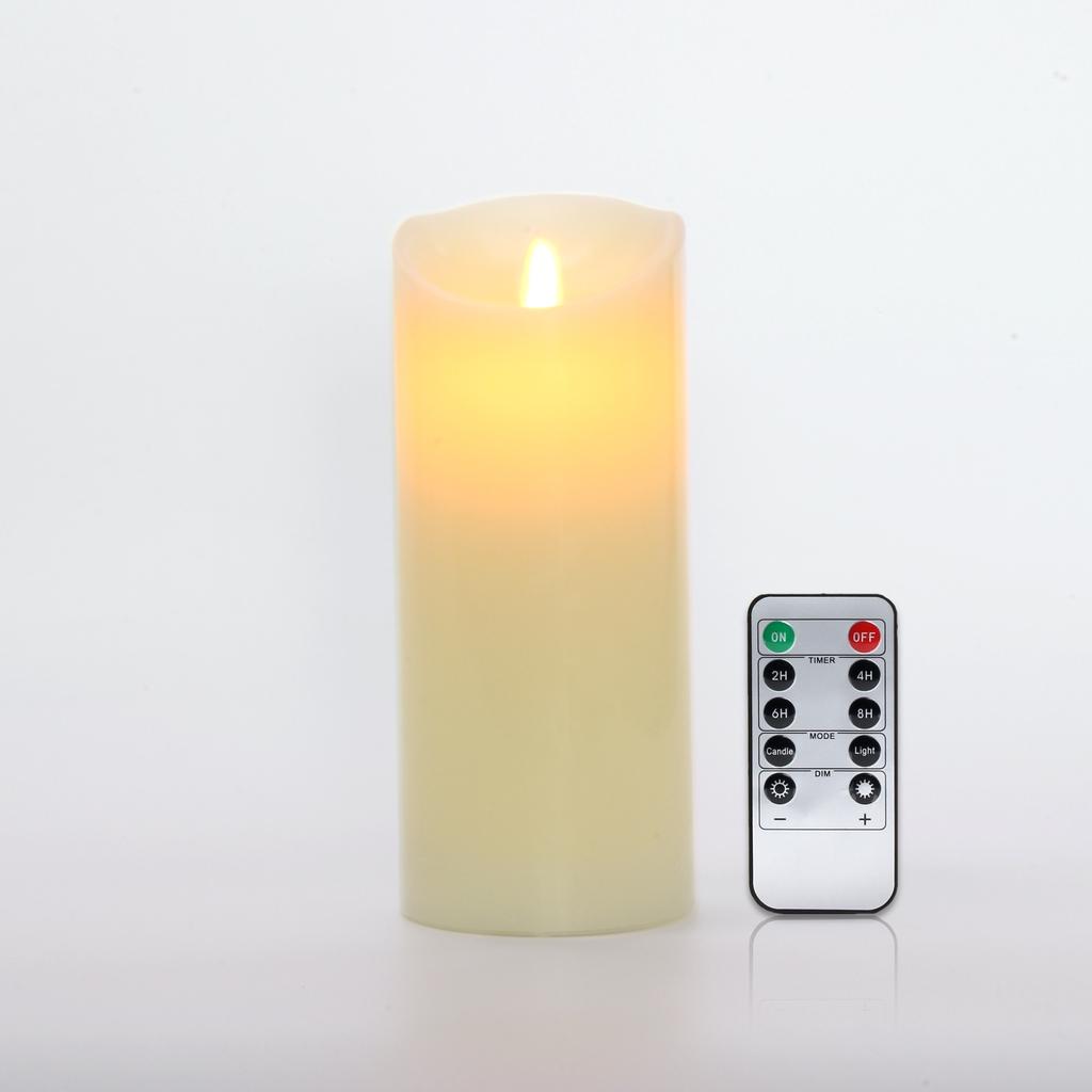 LED-Kerzen ohne Flamme, batteriebetrieben, LED-Säulen, echtes Wachs & beweglicher Docht, flackernde Kerze mit Fernbedienung