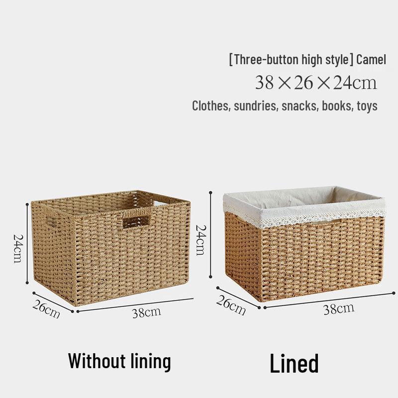 Rattan Woven Storage Basket for TV Stand, Bookcase, and Wardrobe
