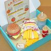 Simulation Fun Wooden Burger French Fries Beverage Kid Toy Set For Role Paly
