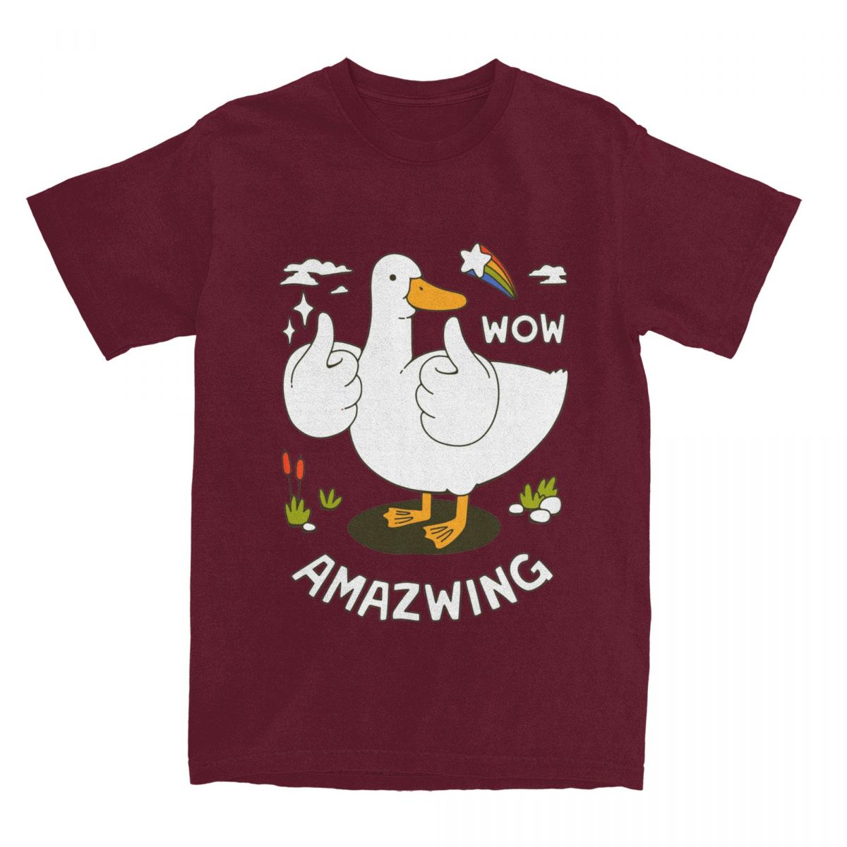 

Повседневная Удивительная Футболка с Уткой Мужская Женская из Чистого Хлопка Милые Футболки Кря-Кря с Принтом XXXXXL бордовый