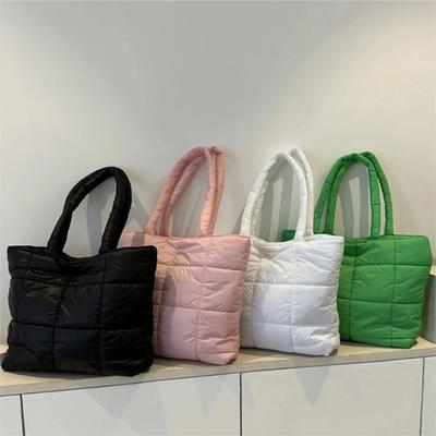 Sac à bandoulière rembourré pour femme, grande capacité, avec poignée supérieure, style bohème chic, en coton matelassé, cabas matelassé