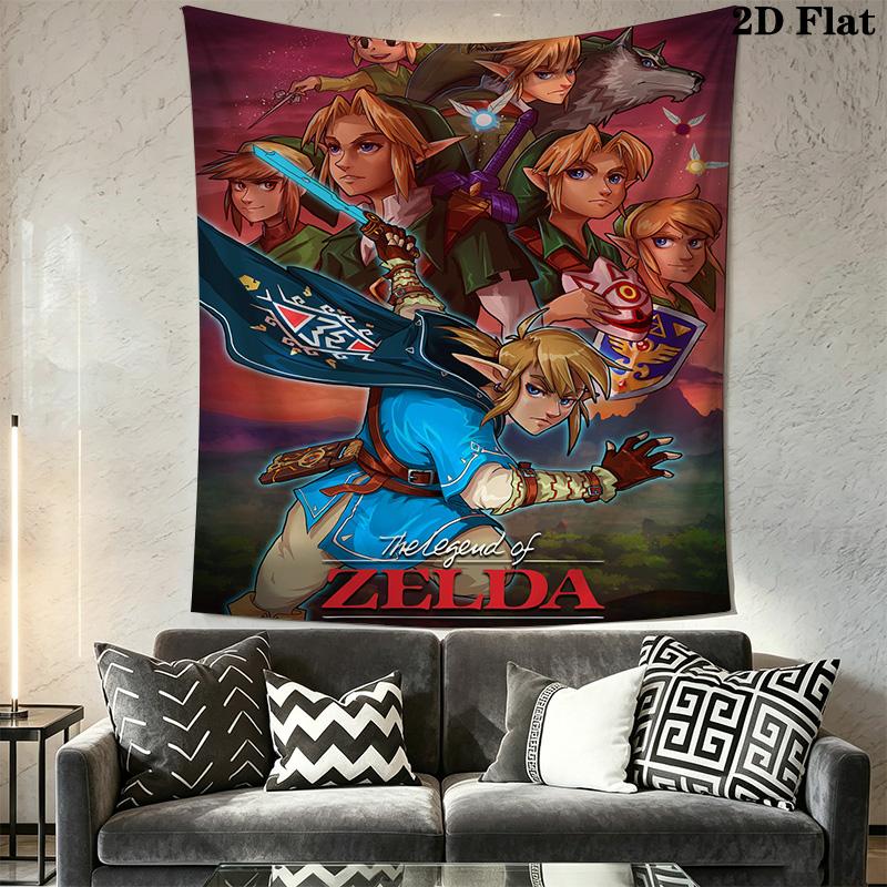 Link'S Epic Journey Zelda Adventure Tapestry Fashion Print Background Cloth Soft Wall Covering Decoration Atmospheric Background Cloth