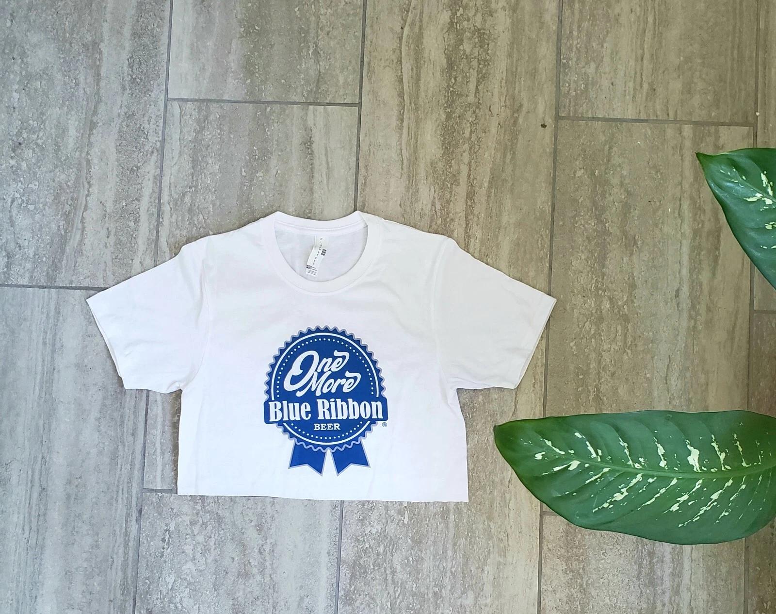One More blue ribbon beer Cropped top shirt L