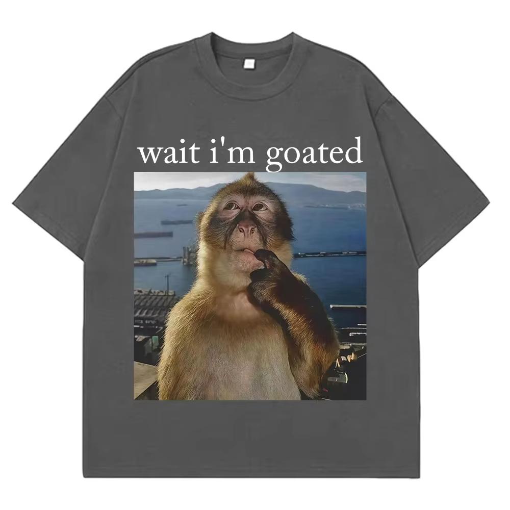 Unisexs Funny Thinking Monkey Meme Tshirt Casual Graphics Women Cotton Tee Loose Short Sleeve Tops Streetwear Unisex Allseason
