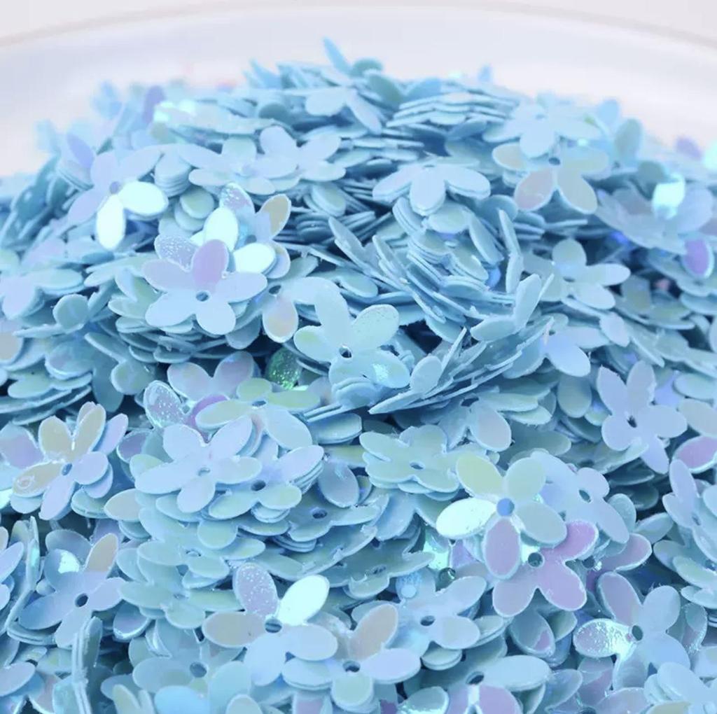 10MM Iridescent Five-Petal Flower Sequins for Nail Art, Glitter, Dance Costumes, and Crystal Slime Filler.