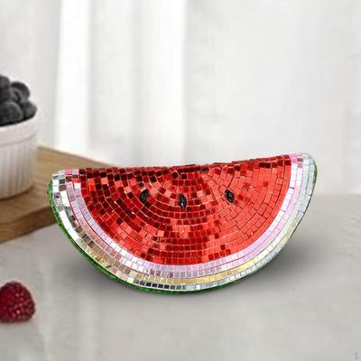 Disco Watermelon Ornament Mirror Ball Reflects Light Fruit Prop Shape Decoration
