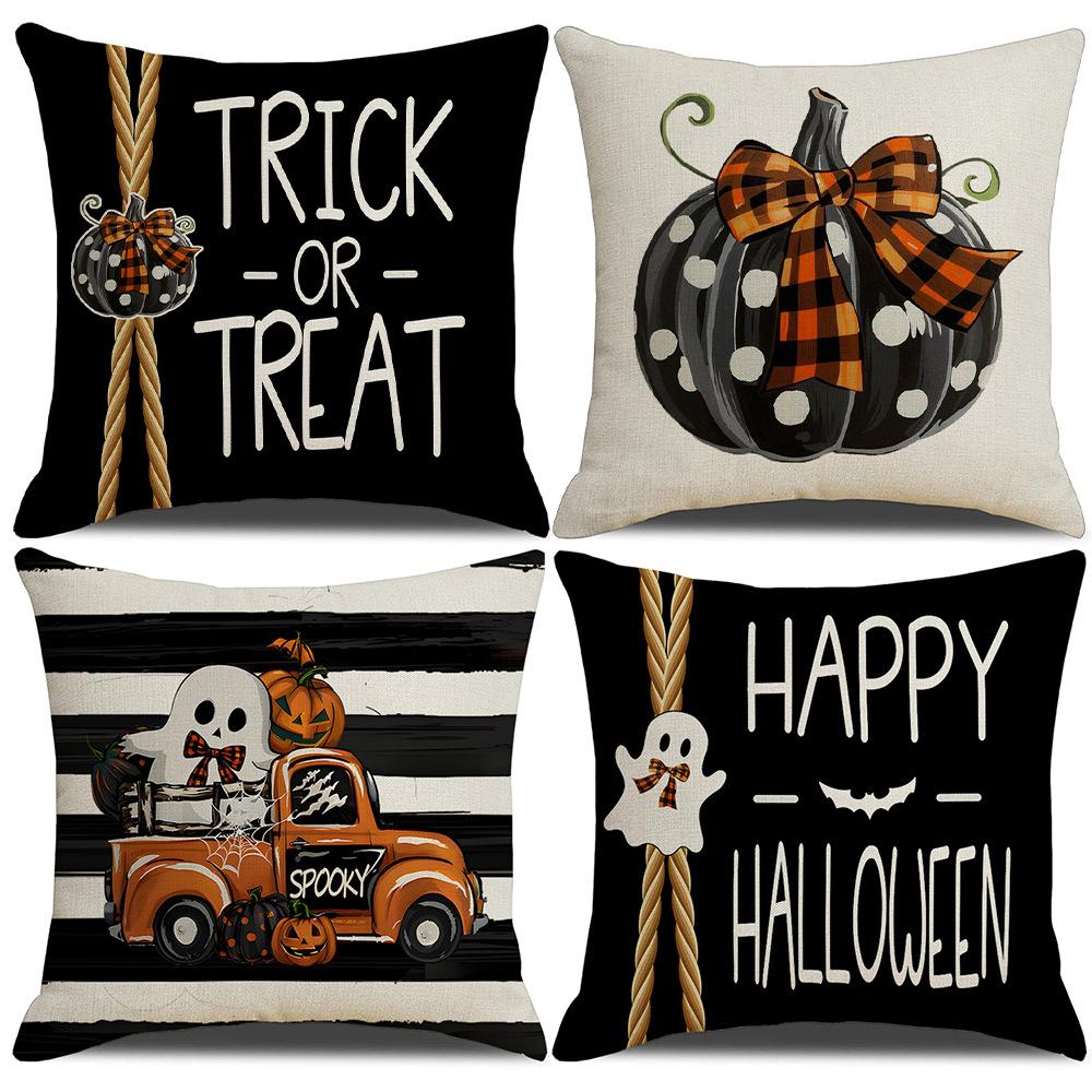 New Halloween Pillow Cover Black Pumpkin Ghost Horror Car Party Cushion Sofa Pillow Cover