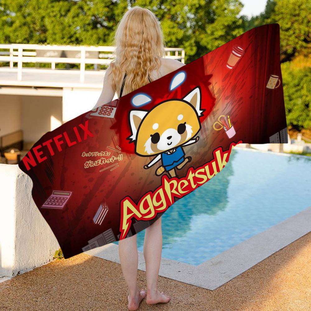 A-AggretsukoS Cartoon Microfiber Printed Beach Towel Mountain Climbing Yoga Beach Swimming Running Absorbent Soft Towel
