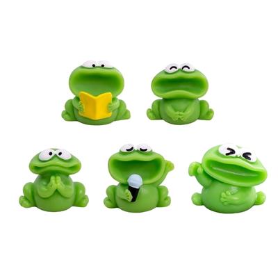 5Pcs Cartoon Big Mouthed Choruses Frog Miniature Figurines Resins Statues Landscape Garden Lawn Home Decorations Gift