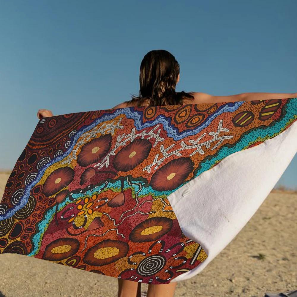 Asciugamano Arte Aborigena Australiana Microfibra Asciugamano da Spiaggia Assorbente Asciugatura Rapida Morbido Yoga Nuoto Resort Arrampicata Asciugamano