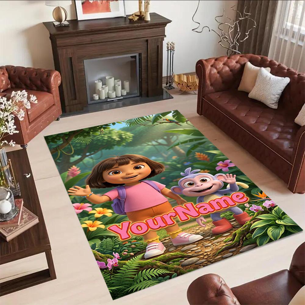 Dora Explorer Customize Your Name Floor Mat Suitable for Study room Outdoor Dining Room Playrooms Anti-slip Rug Office home decor
