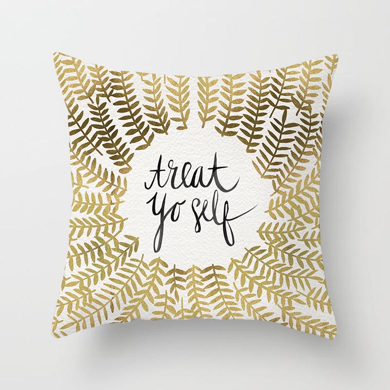 European Style Golden Geometric Print Car Pillow Cover Sofa Cushion Cover Home Furnishings