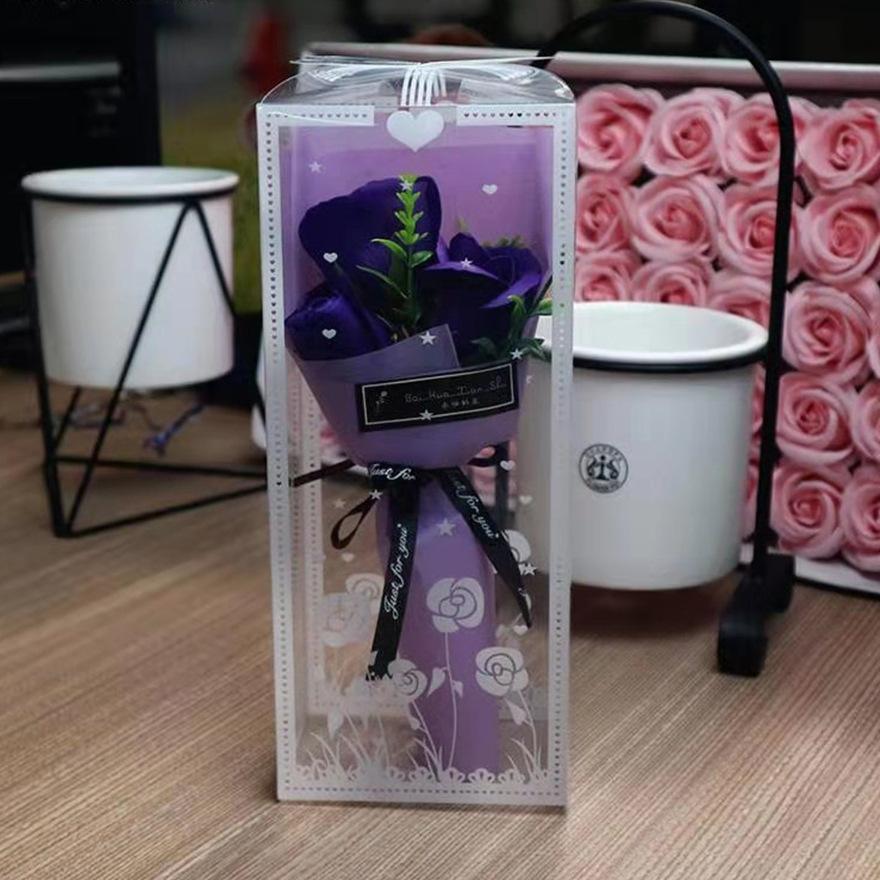 

Elegant 3 Heads Flower Rose Bouquet Valentine S Day Artificial Flower Mother s Day Birthday Wedding Party Home Decoration with box