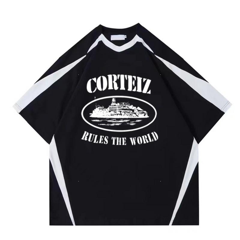 New Hot-selling Sweatpants European and American Street Trendy Corteiz Printed T-shirt Men's Sweatpants Top T-shirt