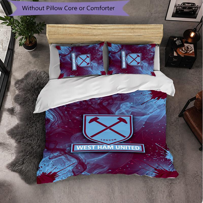 West Ham United Calcio Set Biancheria da Letto 3 Pezzi Morbido Set Copripiumino con Federe Set Decorazione Camera da Letto per la Casa