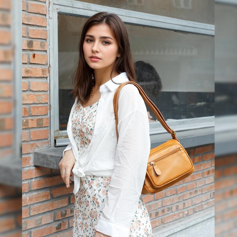 Genuine Leather Women's Bag Single-shoulder Bag Versatile Multi-compartment Multi-pocket Single-shoulder Crossbody Bag