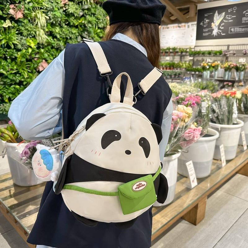 Literary Style Large-capacity Shoulder Bag Cute Panda Pattern Middle School Student School Bag Girl Backpack