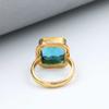 925 Sterling Silver Lab Created Blue Topaz Gemstone Cushion Ring, Yellow Gold Ring, Handmade Ring, Designer Ring
