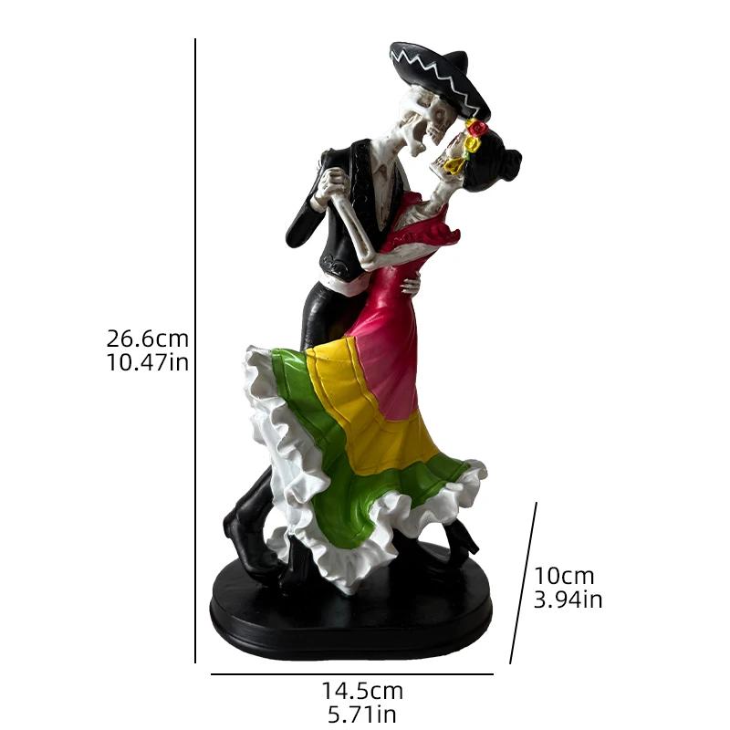 

Day of the Dead Skeleton Dancing Resin Statue, Creative Holiday Sculpture for Festive Home Party Decoration, Gift