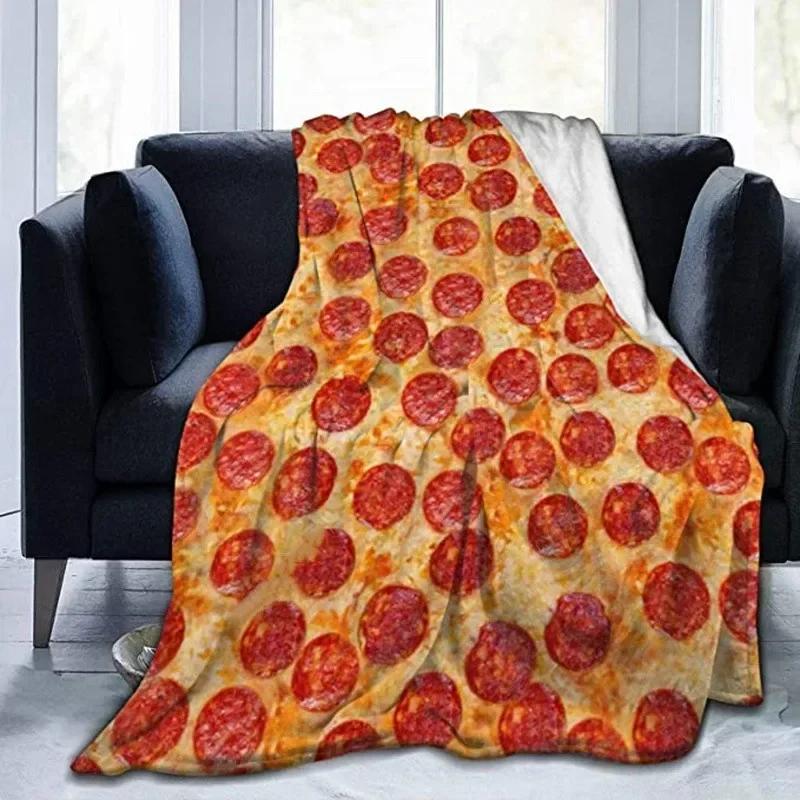 

Cartoon Pizza Chicken Legs Biscuit Flannel Throw Blanket Soft Cozy Warm Decor for Sofa Bed Kids Gifts 75x100cm (30x40inch)