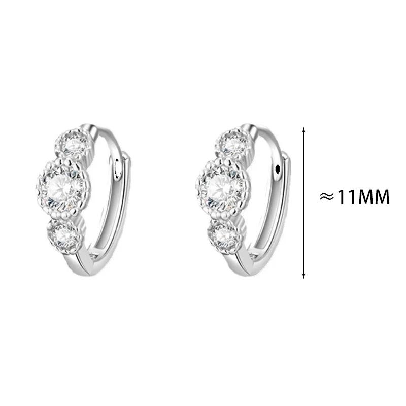 PONYKISS Silver Round Zircon Mini Hoop Earrings for Women Minimalist Trendy Fine Geometric Accessories