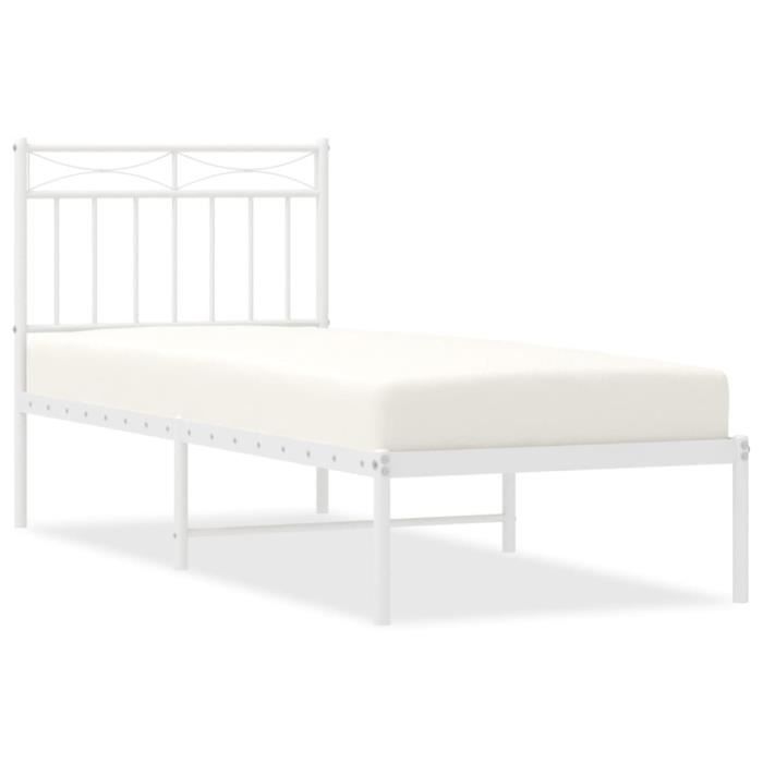 VidaXL Cadre de lit métal avec tête de lit blanc 80x200 cm 373731