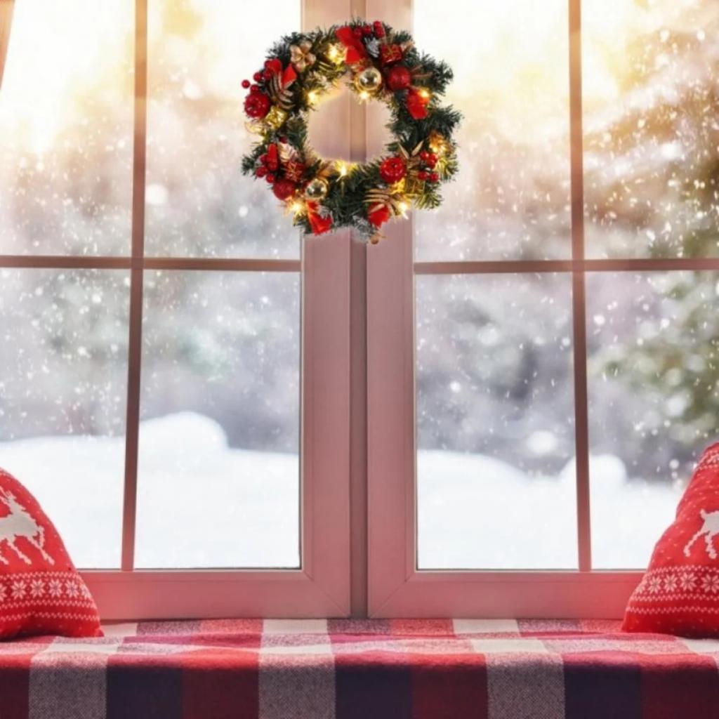 Christmas Wreath, Outdoor Lighted Christmas Wreath For Front Door, Xmas Wreath For Holiday Christmas Party Decorations