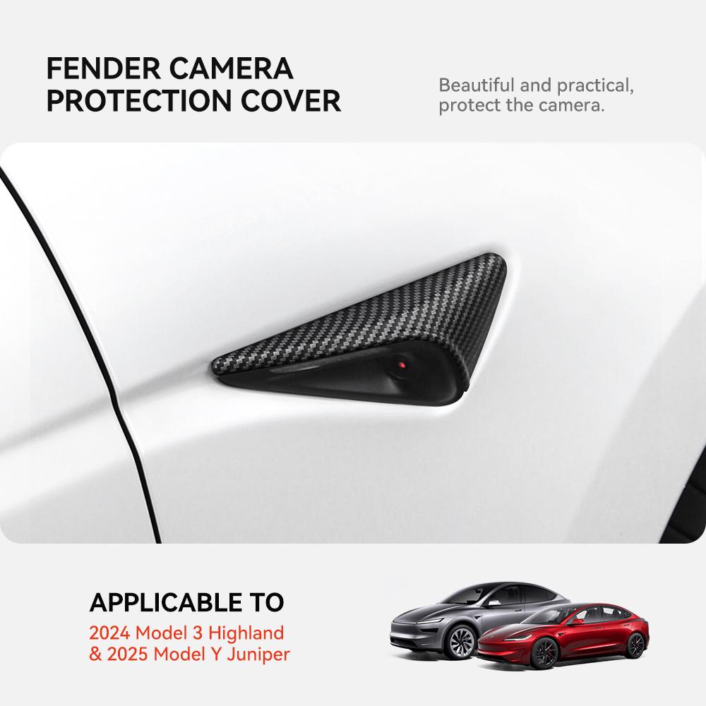 YZ Turn Signal Camera Trim Cover forTesla Model3Y 2025 2025 Accessories Side Leaf Board Protector ABS Matte Carbon Fiber Pattern