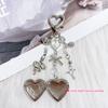 Y2K Punk Heart Snake Bow Pendant Keychain Personality Sweet Cool Beaded Keyring  Bag Charms Key Holder Gifts