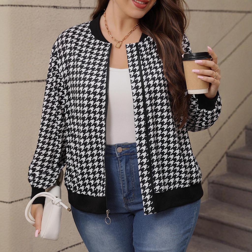 Women Spring Autumn Long Sleeve Floral Bomber Jacket Full Zip Stand Collar Cardigan Coat