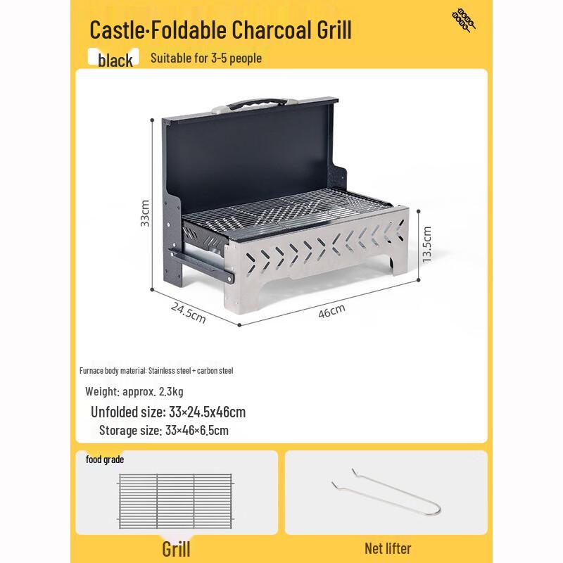 BORONGGE Portable Folding Charcoal BBQ Grill
