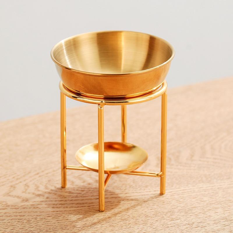Vierfach Edelstahlschale Goldener Aromatherapie-Ofen Ätherisches Öl Heizlicht Haushalts Wachsschmelzlicht