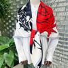 130Cm*130Cm   Rose Flowers Print Silk Scarf For Women Headbandtwill Horse Large Square Scarves Female Shawls