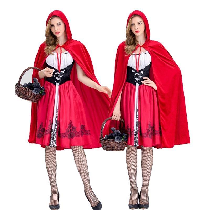 Halloween adult Little Red Riding Hood costume cosplay red dress cape masquerade costume