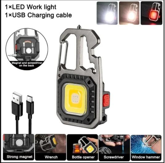 1PC Rechargeable Mini Keychain Flashlight with 10 Modes and Magnetic Base - Ideal for Camping and Outdoor Activities