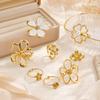 Flower Rings, French Vintage Style 18K Gold Plated Large Hollow Floral Statement Ring Aesthetic Open Adjustable Jewelry for Wome