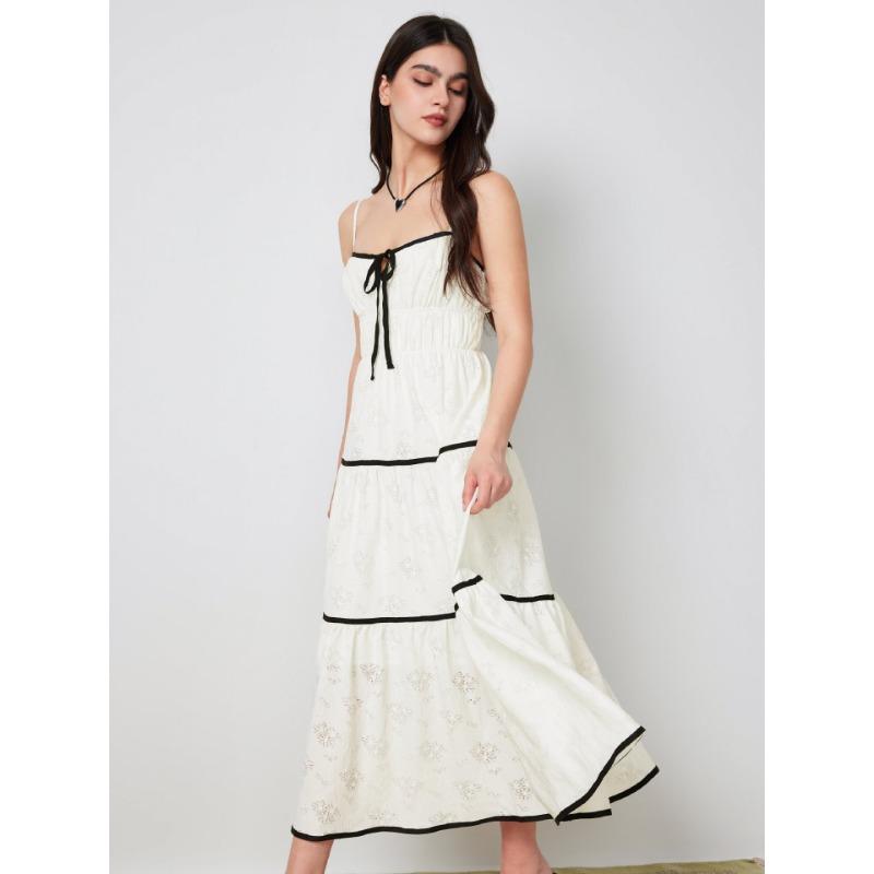 

Женское модное летнее трехмерное сексуальное утягивающее платье в стиле пэчворк со шнуровкой Senior Sense All-match L белый