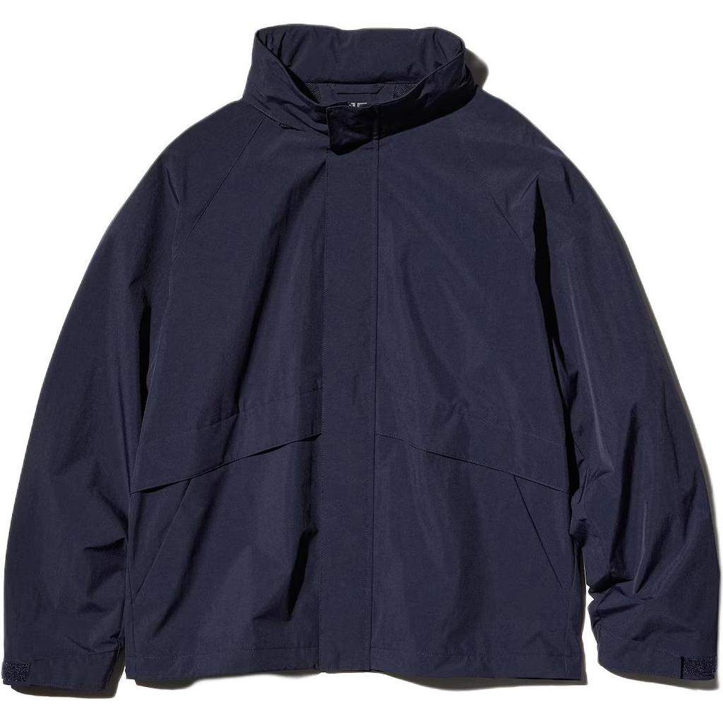 Uniqlo Solid Color Foldable Hooded Loose Long Sleeve Jacket Men Jackets Navy-Blue 464918-69