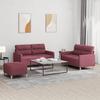 3 Piece Sofa Set with Cushions Burgundy Fabric
