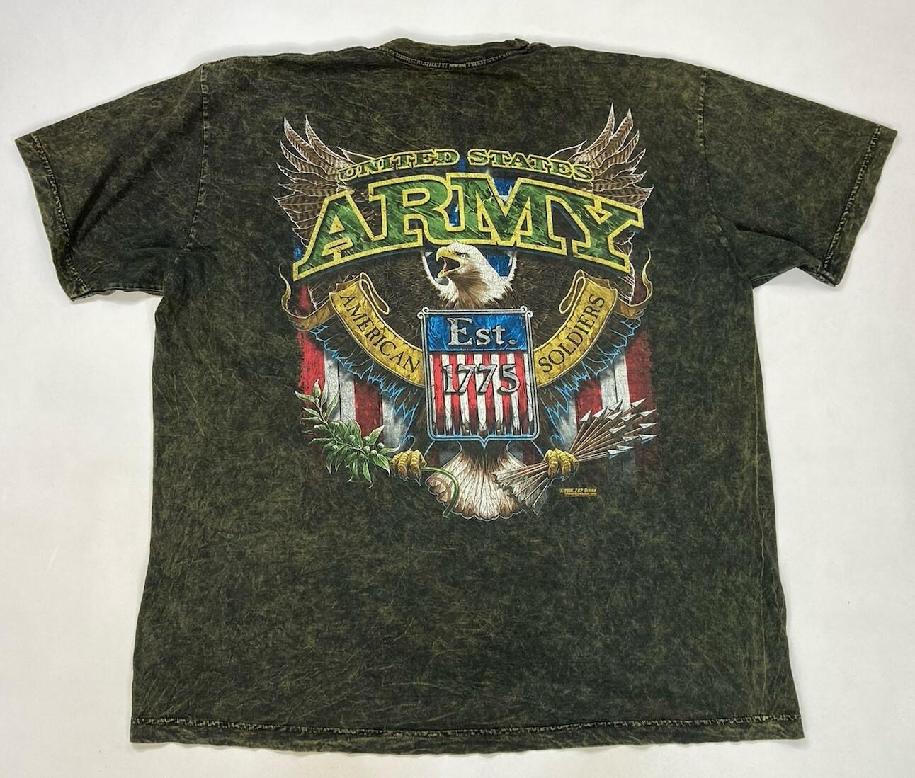 7.62 Designs US Army American Soldiers Graphic T-shirt Men XL Black Acid Wash L