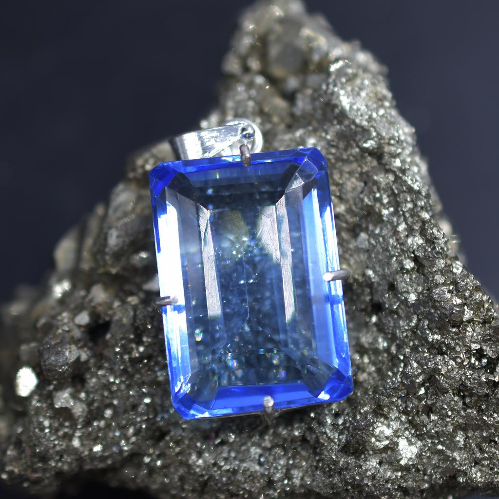 Topaz Albastru Natural 88 Ct Pandantiv Argint Sterling 925 Piatră Prețioasă Certificată Pentru Cadou My -367-k