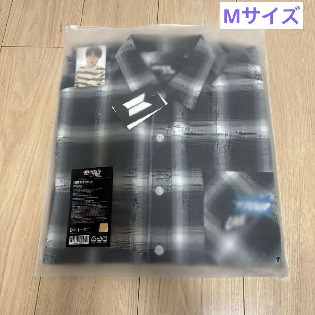 [USED] [RUNSEOKJIN] BTS Jin Check Shirt with Trading Card, Size M