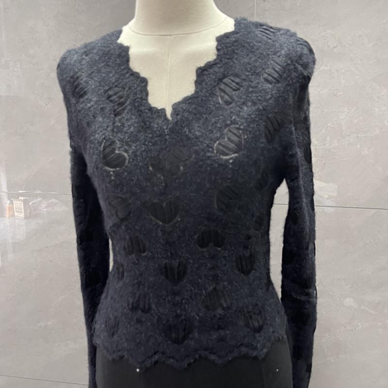 

Корейский топ с V-образным вырезом, из матового кружева, с длинными рукавами-буфами для женщин - Мода осень/зима M (~52.5 kg)