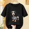 Halloween Skelett Dackel Kürbisdruck Kinder T-Shirt Reine Baumwolle Jungen Mädchen Kurzarm Rundhals Lässig Grafik Kinder Oberteile