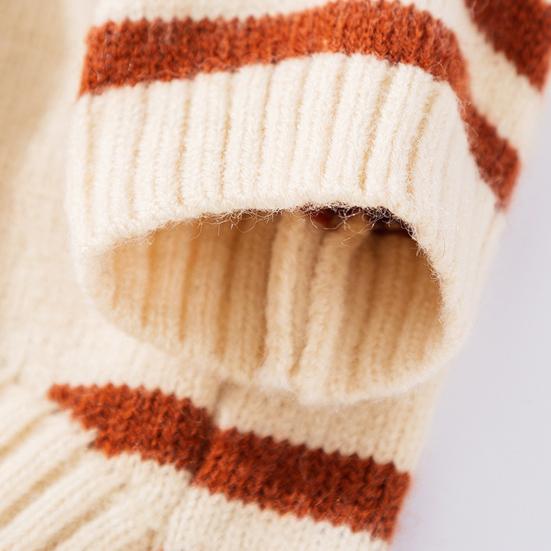 Dogs Striped Sweater Cute Bear Pattern Knitted Pullover Stretchy Warm Winter Puppy Clothes for Small Dogs Cats French Bulldog Chihuahua