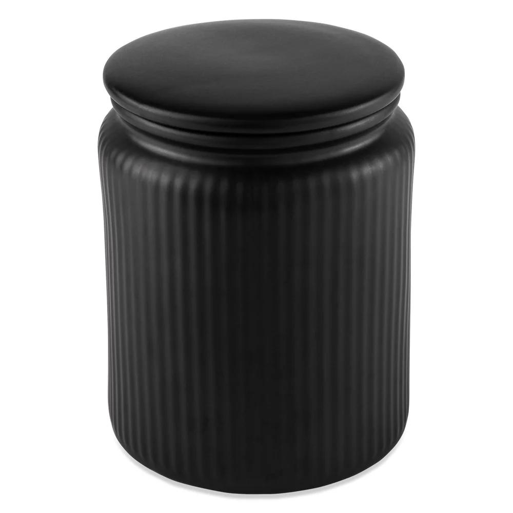 Large Ceramic Kitchen Storage Jar Airtight Ribbed Food Storage Container Coffee Tea Sugar Snacks Countertop Organization