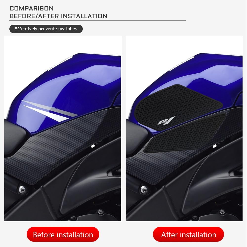 For Yamaha YZF R1 YZFR1 YZF-R1 2009-2014 Motorcycle Anti-Slip Tank Pad Protective Sticker Side Tank Pad Traction Pad for YZFR1 (Set of 4)