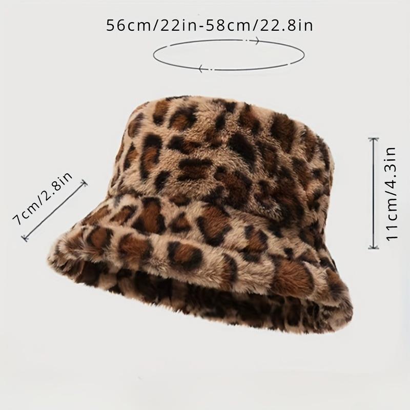 Hat Woman Winter Show Face Little Leopard Print Fisherman Hat Woman Versatile Warm Pot Hat Ins Plush Bucket Hat